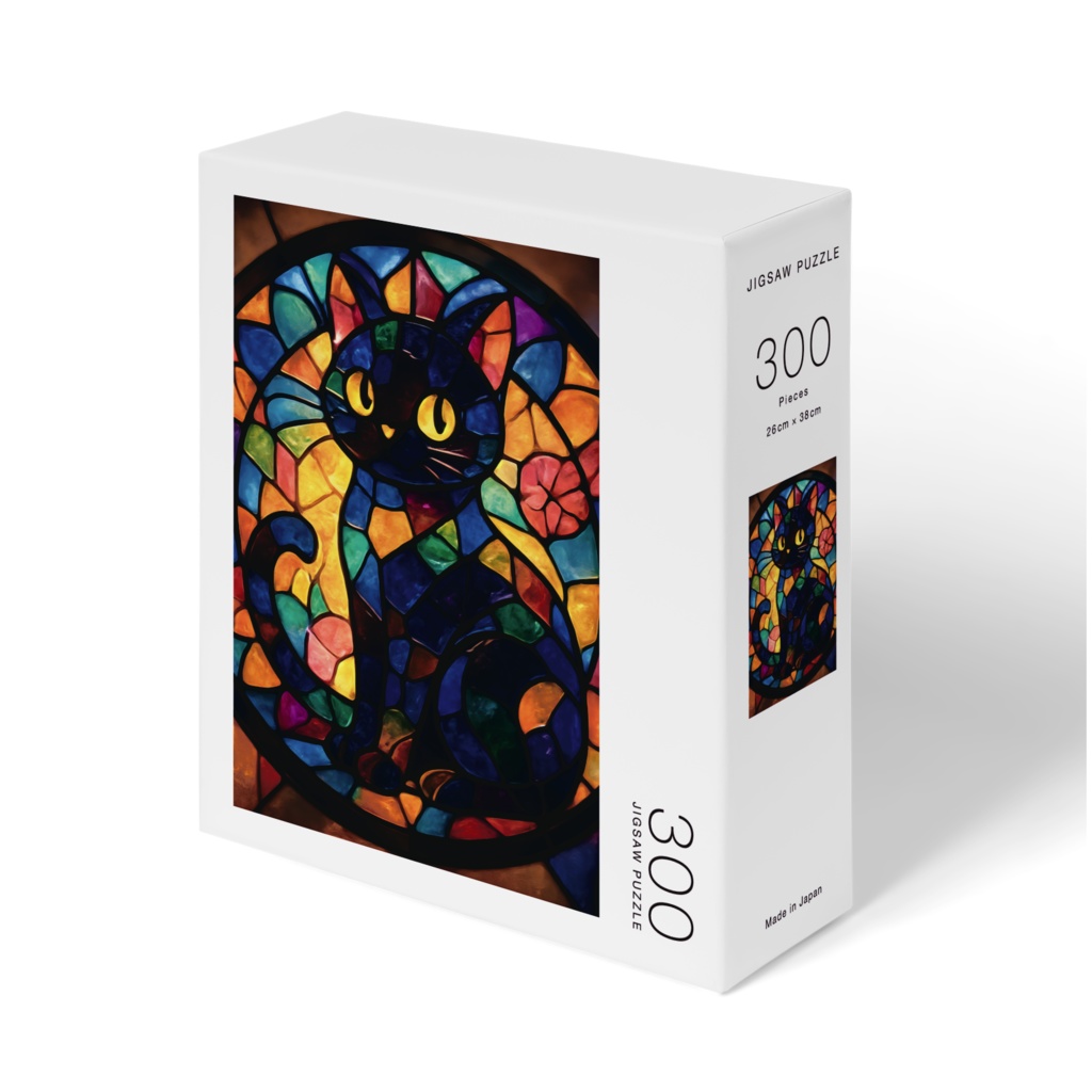 ステンドグラスパズル・黒猫｜彩光アート × 300ピース