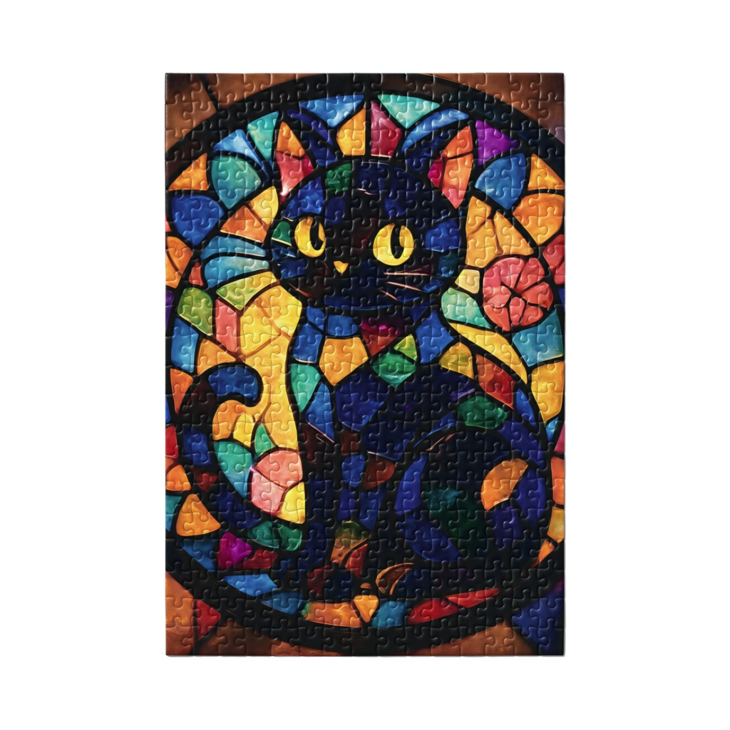 ステンドグラスパズル・黒猫|彩光アート × 300ピース