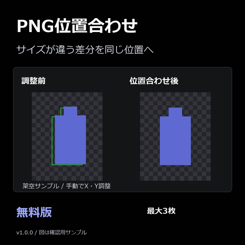 PNG位置合わせ（無料版・最大3枚）