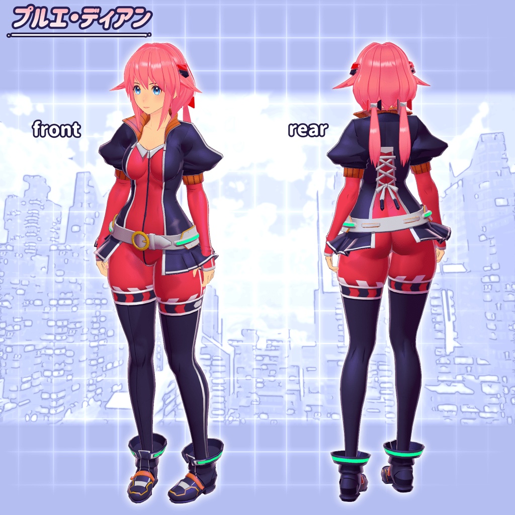 オリジナルキャラクター3Dモデル『プルエ・ディアン』アイスブルー単体