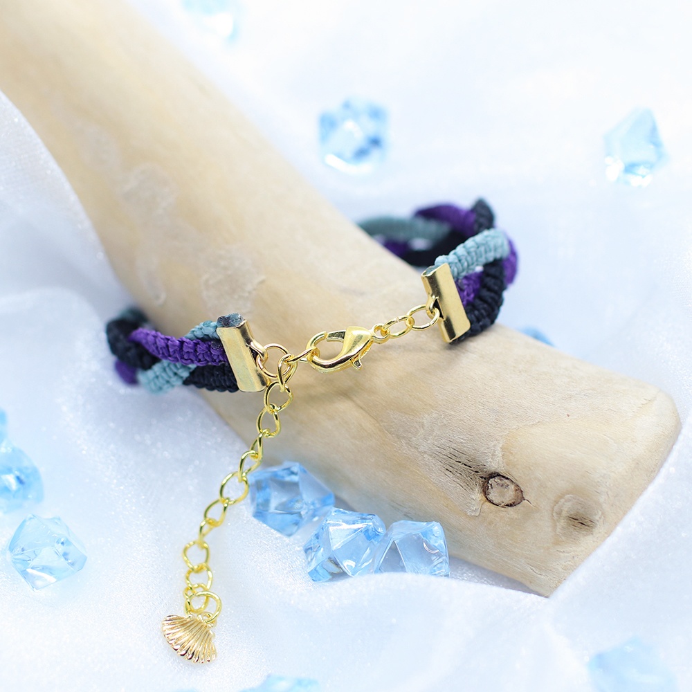 寒色系 三つ編みブレス