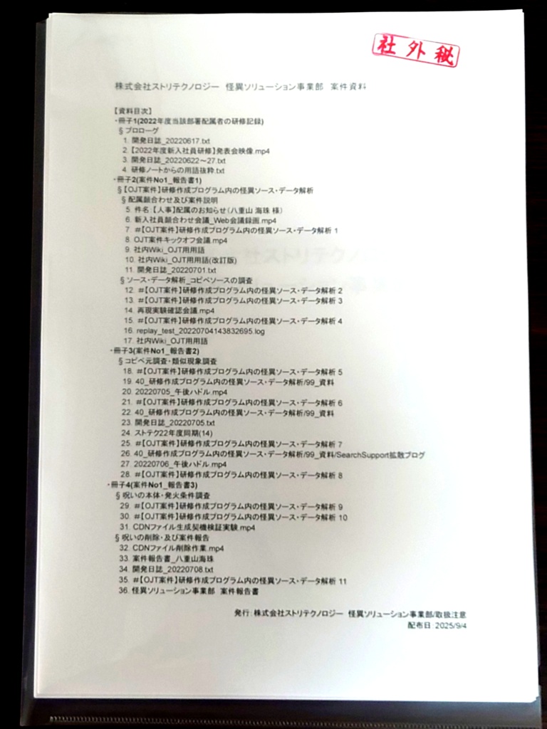 株式会社ストリテクノロジー 怪異ソリューション事業部 案件報告書 資料No.1