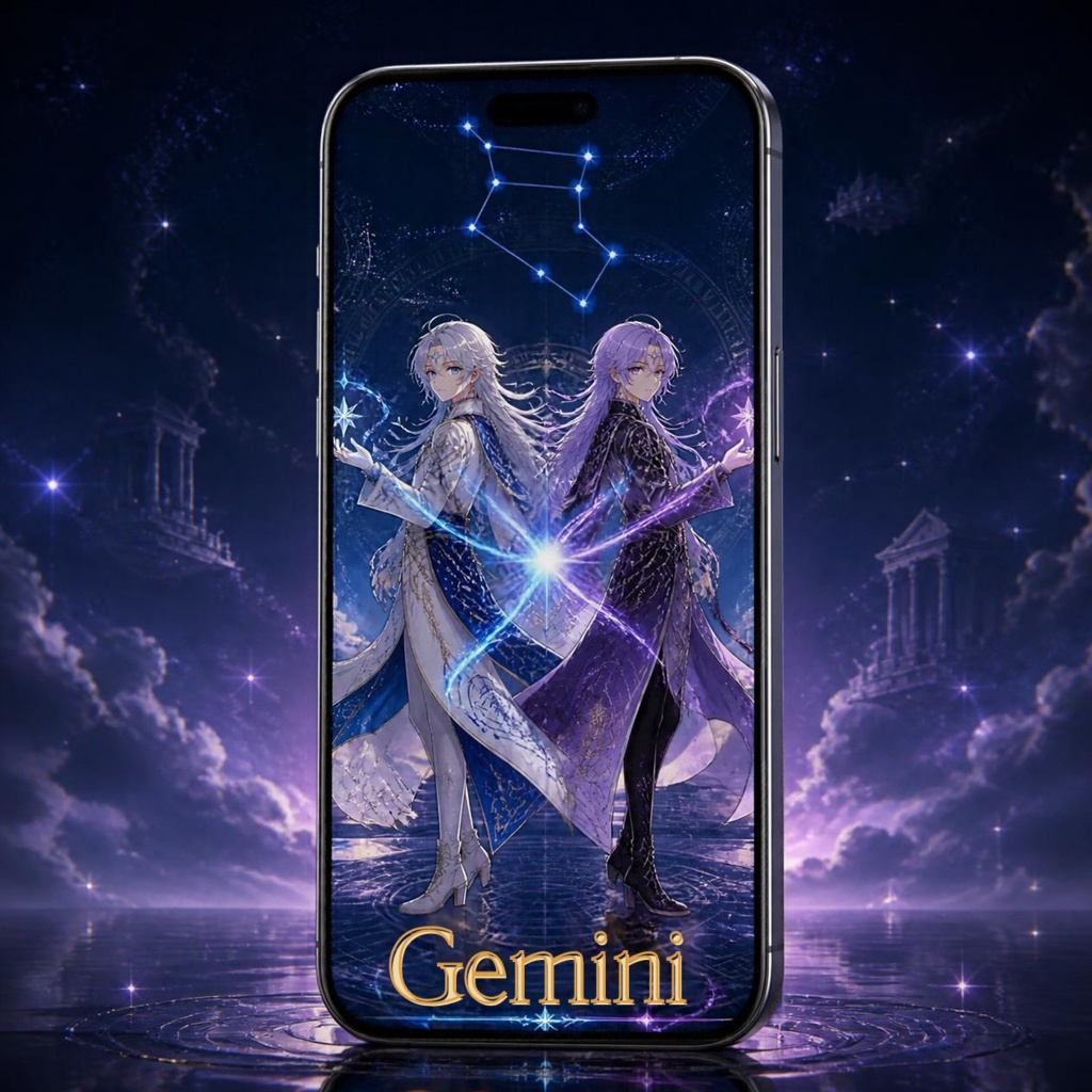 双子座スマホ壁紙3種セット|Gemini Fantasy Wallpaper