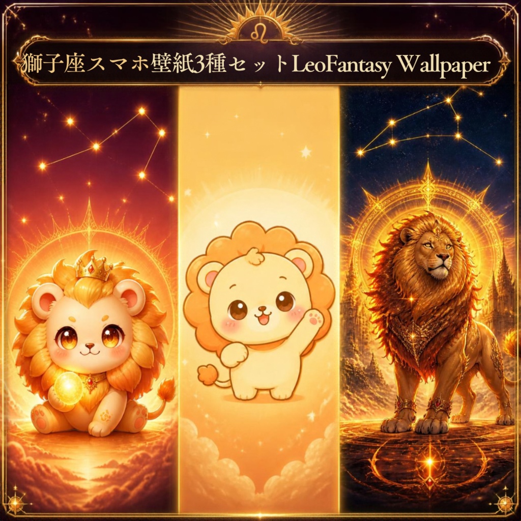 獅子座スマホ壁紙3種セット｜Leo Fantasy Wallpaper
