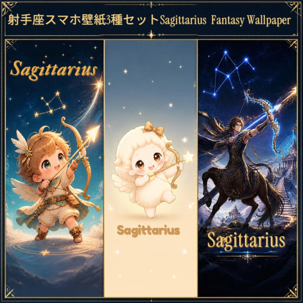 射手座スマホ壁紙3種セット｜Sagittarius Fantasy Wallpaper