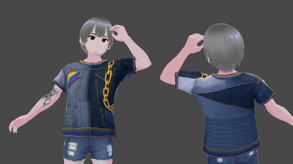 ⚔️Bad Boy Collection – 4 Rebel Shirts for Avatars (Masculine VTuber Wear)