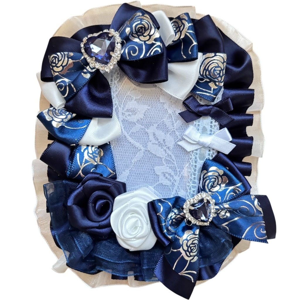 硬質デコカードケース フリルレースデコ ハンドメイド 推し活 ドレンデンブルー