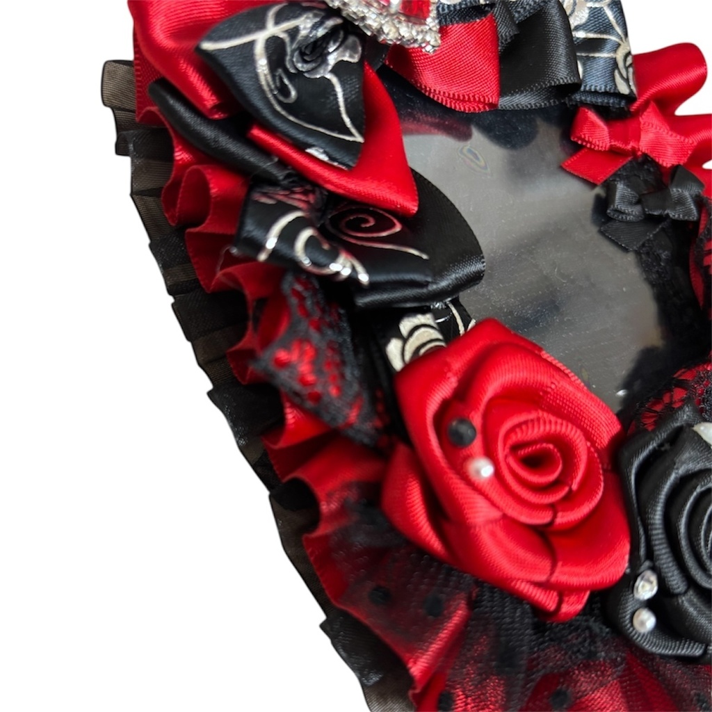 硬質デコカードケース フリルデコ B8 推し活 レッド