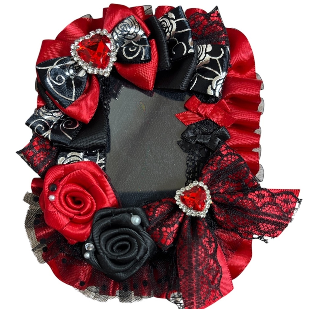 硬質デコカードケース フリルデコ B8 推し活 レッド