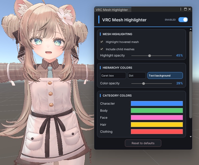 VRC Mesh Highlighter - 自動メッシュハイライト&ヒエラルキー色分け
