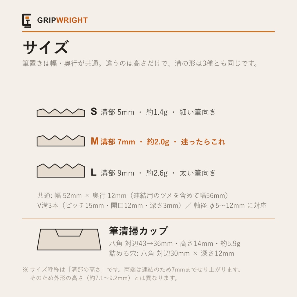 【STLデータ】筆置き3サイズ+筆清掃カップ セット 連結できる塗装まわりツール