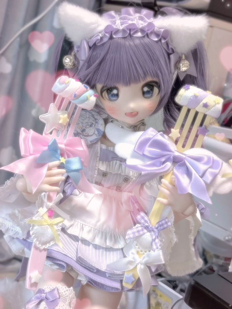 マシュマロデザートフォーク　ドール用小物　ハンドメイド　MDD　手持ち