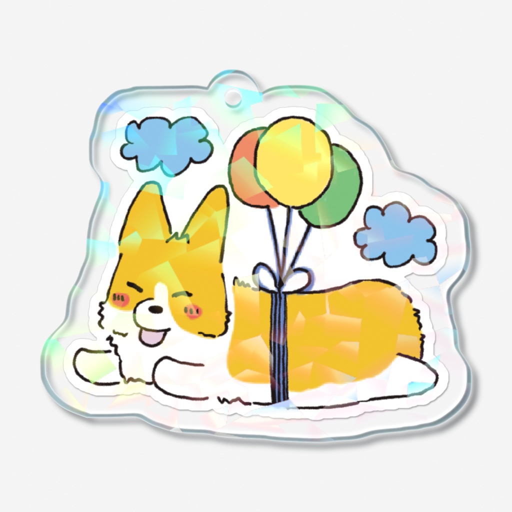 空のお散歩コーギー