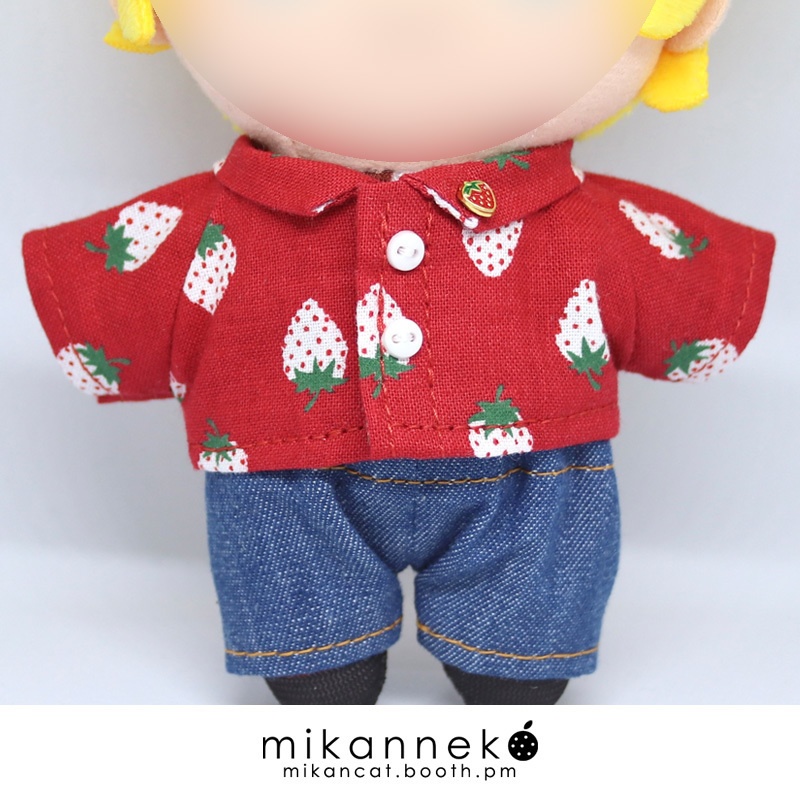 14cm/15cm/16cm イチゴシャツセットアップ