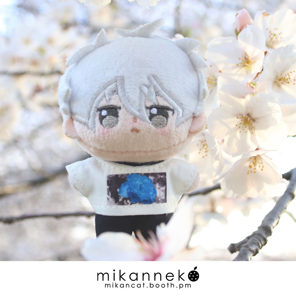 8cm ぬい服 プリント白Tシャツ(2種類)