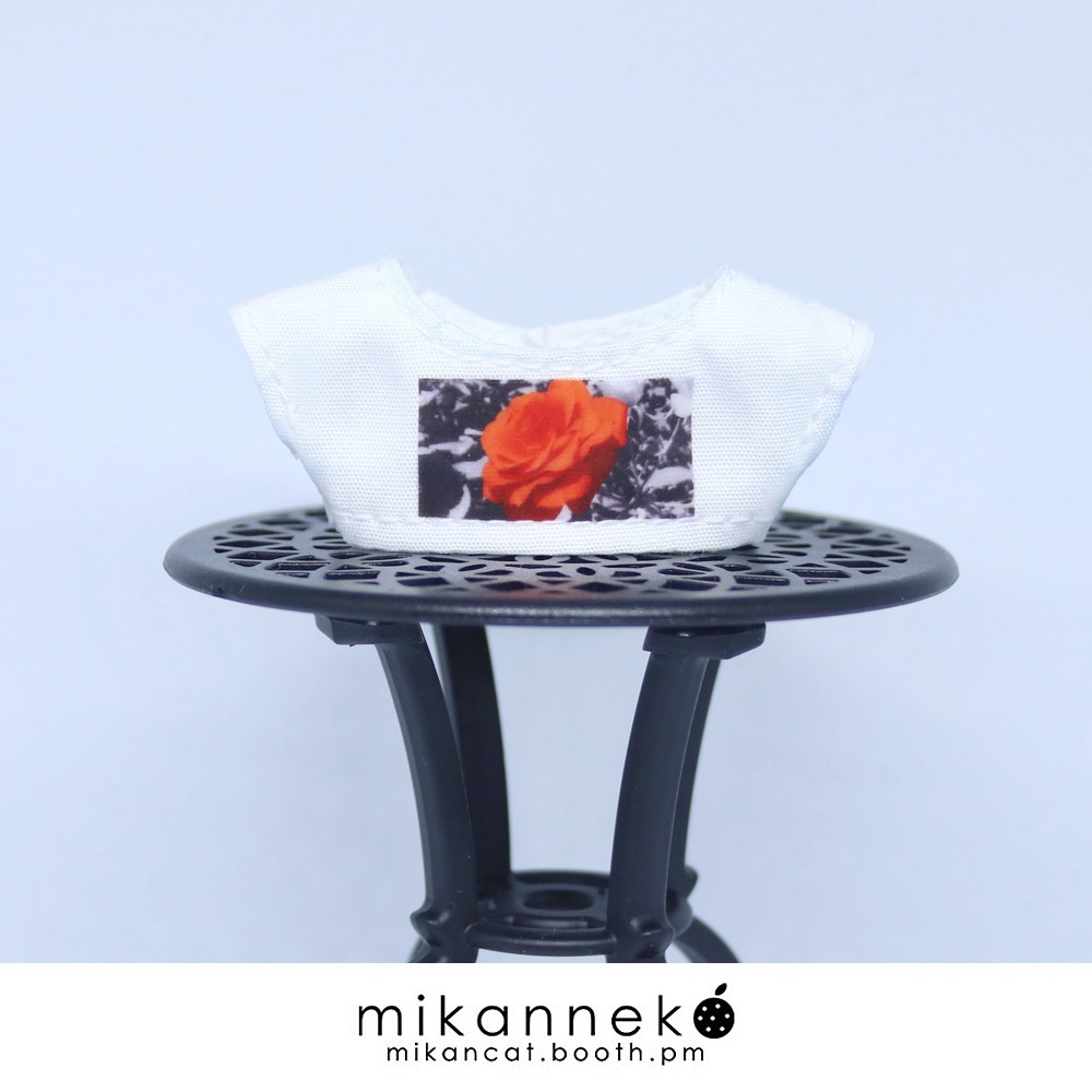 8cm ぬい服 プリント白Tシャツ(2種類)