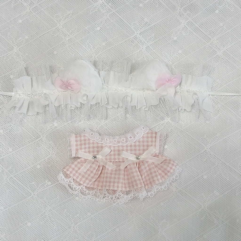 ねこみみヘドレとチェックワンピースセット