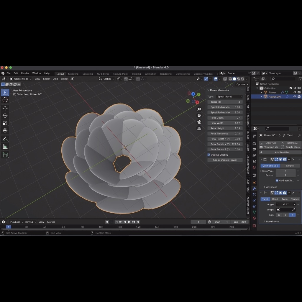 無料版あり / Y2K Flower Generator【Blender Addon】