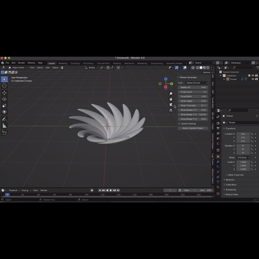 無料版あり / Y2K Flower Generator【Blender Addon】