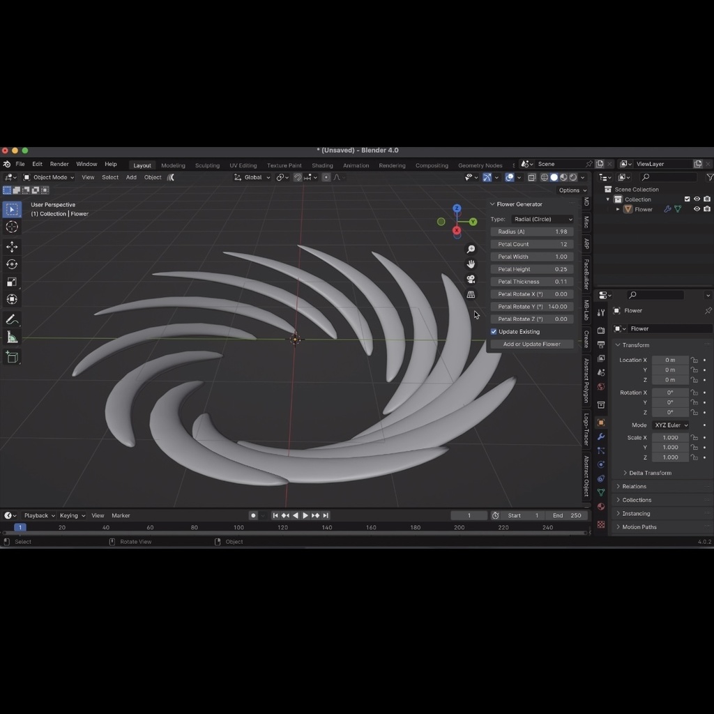 無料版あり / Y2K Flower Generator【Blender Addon】