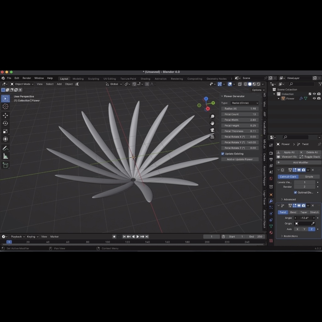 無料版あり / Y2K Flower Generator【Blender Addon】