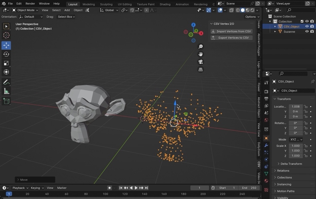 無料版あり / CSV Import & Export【Blender Addon】