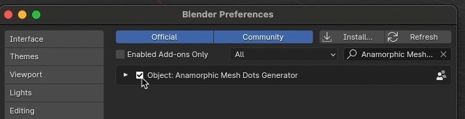Anamorphic Dots Generator【Blender Addon】
