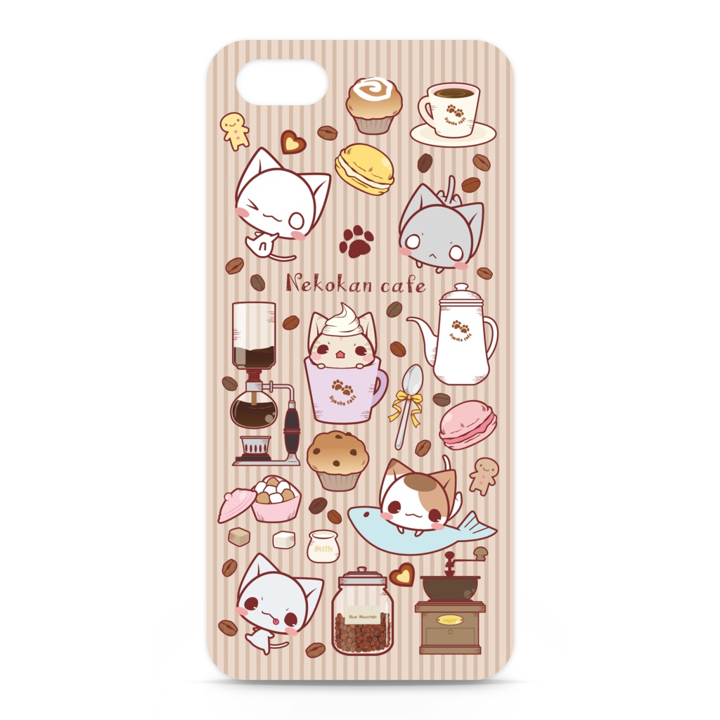 ねこかんカフェiPhone5/SEケース(側面印刷あり