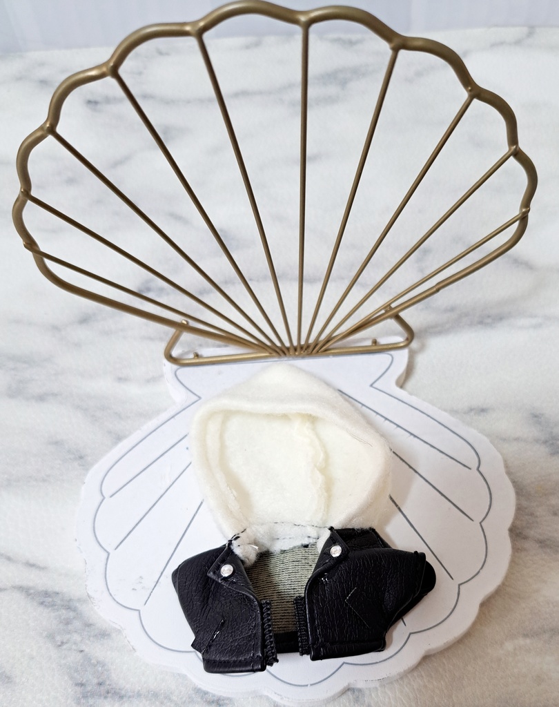 【10cm】フード付きライダースジャケット