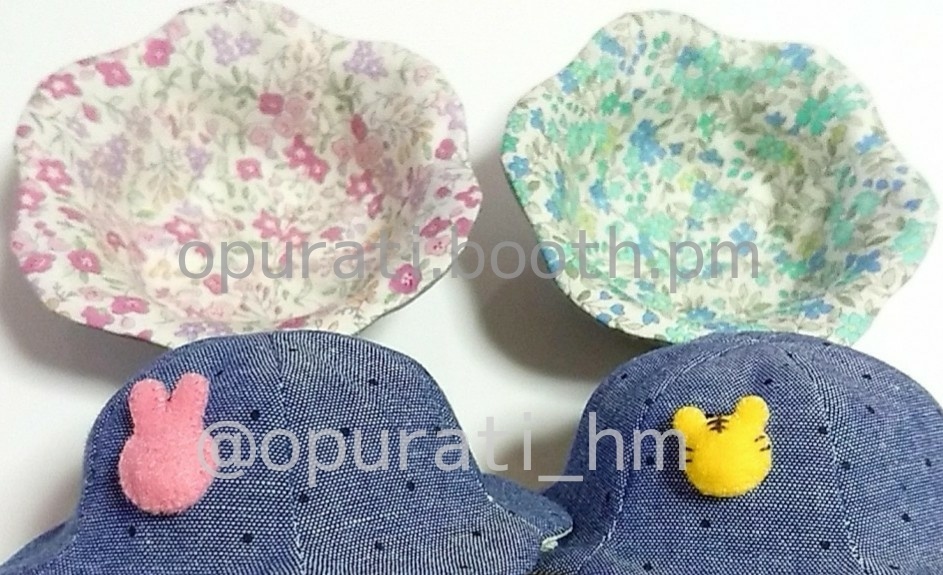 お花の形のおぼうし(とら・うさぎマグネット付)