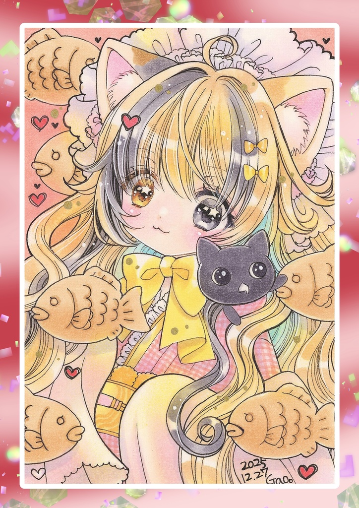 原画【泳ぐたいやき】ポストカードサイズ