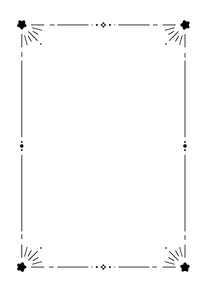 【印刷用高解像度】星とサンバーストのフレーム素材