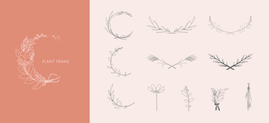 【印刷用高解像度】シンプルな植物のフレーム集
