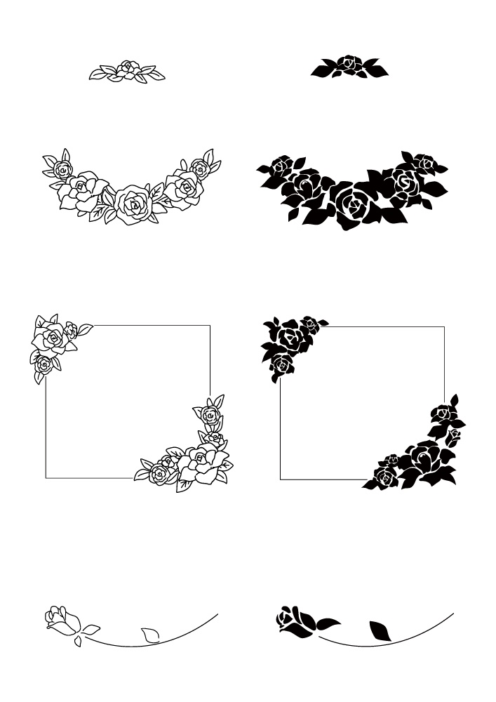 【印刷用高解像度】薔薇のフレームと単体素材集(25点)