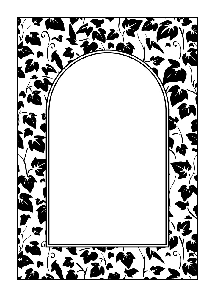 【印刷用高解像度】総柄フレームセットvol.1 ブドウ/ツタ/イチゴ/さくらんぼ