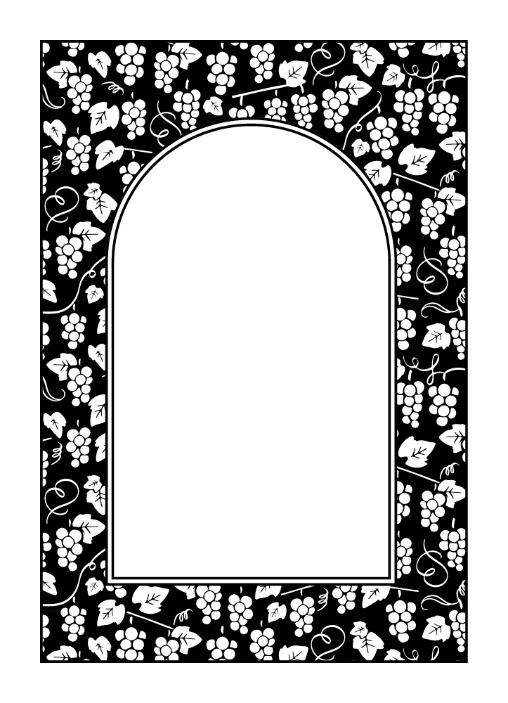 【印刷用高解像度】総柄フレームセットvol.1 ブドウ/ツタ/イチゴ/さくらんぼ