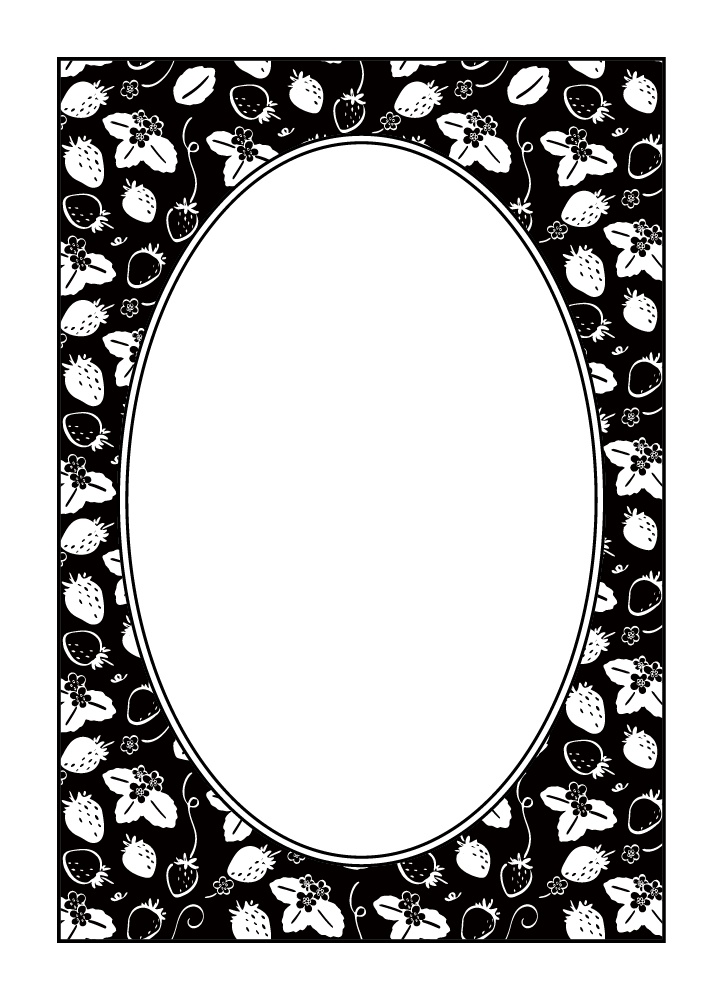 【印刷用高解像度】総柄フレームセットvol.1 ブドウ/ツタ/イチゴ/さくらんぼ