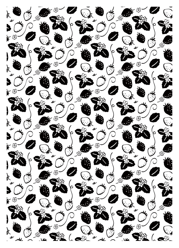 【印刷用高解像度】総柄フレームセットvol.1 ブドウ/ツタ/イチゴ/さくらんぼ