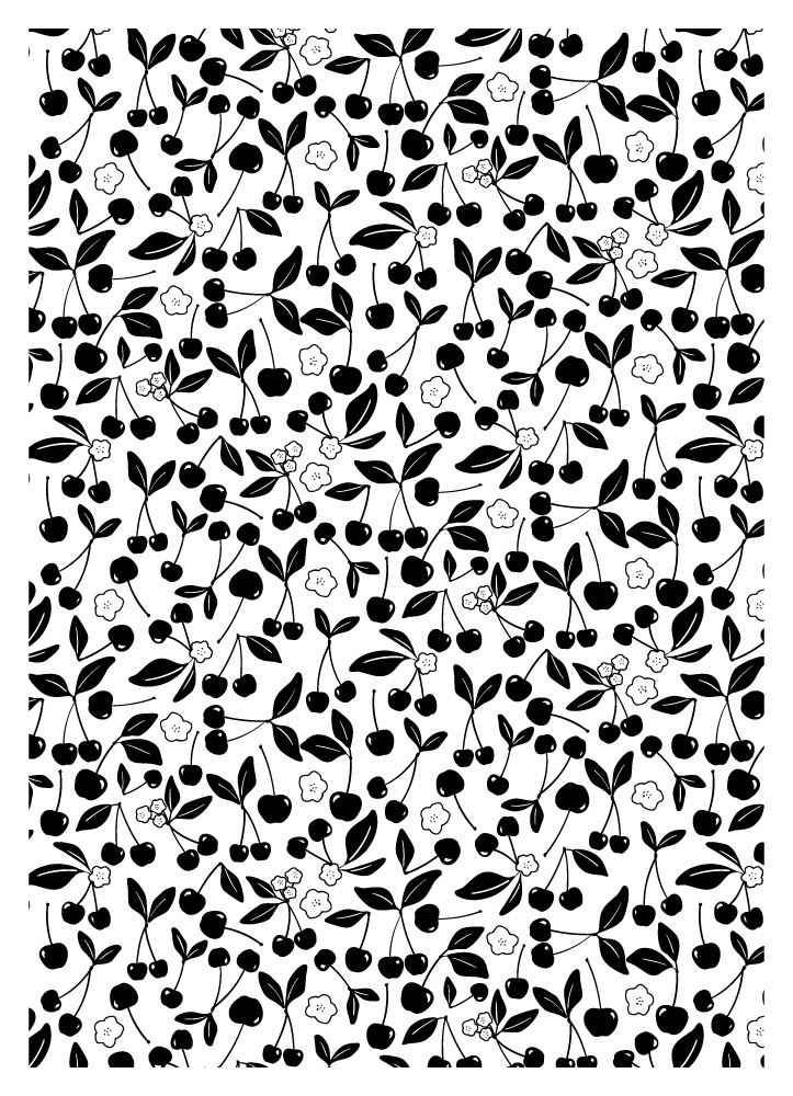 【印刷用高解像度】総柄フレームセットvol.1 ブドウ/ツタ/イチゴ/さくらんぼ