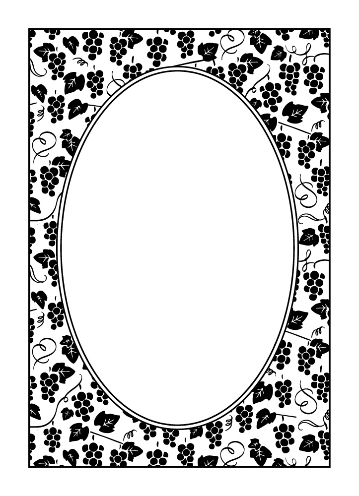 【印刷用高解像度】総柄フレームセットvol.1 ブドウ/ツタ/イチゴ/さくらんぼ