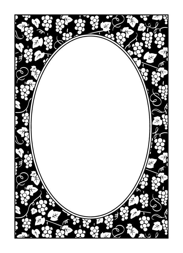 【印刷用高解像度】総柄フレームセットvol.1 ブドウ/ツタ/イチゴ/さくらんぼ