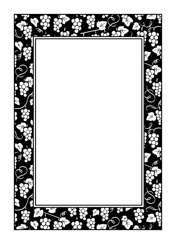 【印刷用高解像度】総柄フレームセットvol.1 ブドウ/ツタ/イチゴ/さくらんぼ