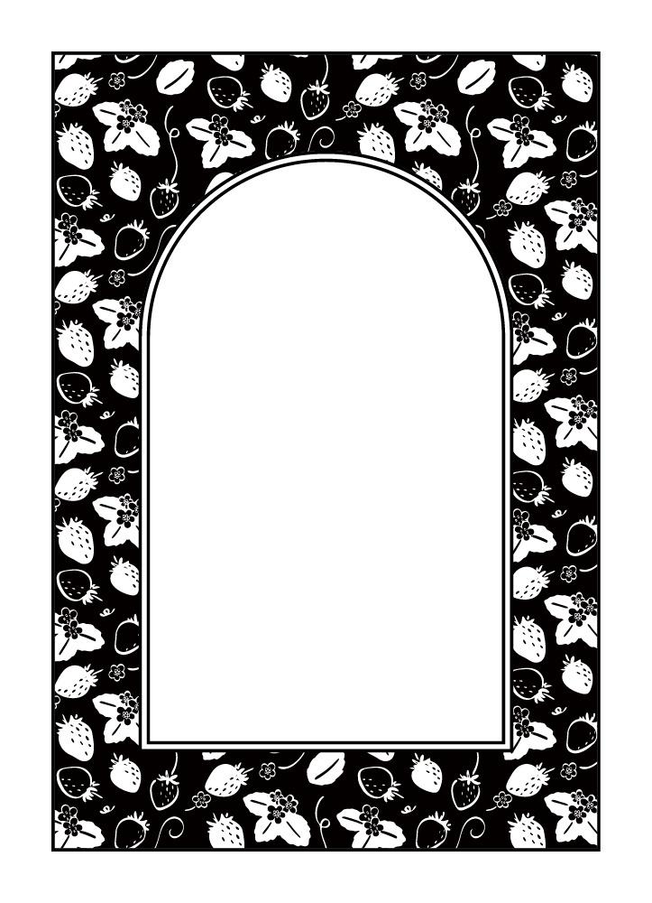 【印刷用高解像度】総柄フレームセットvol.1 ブドウ/ツタ/イチゴ/さくらんぼ