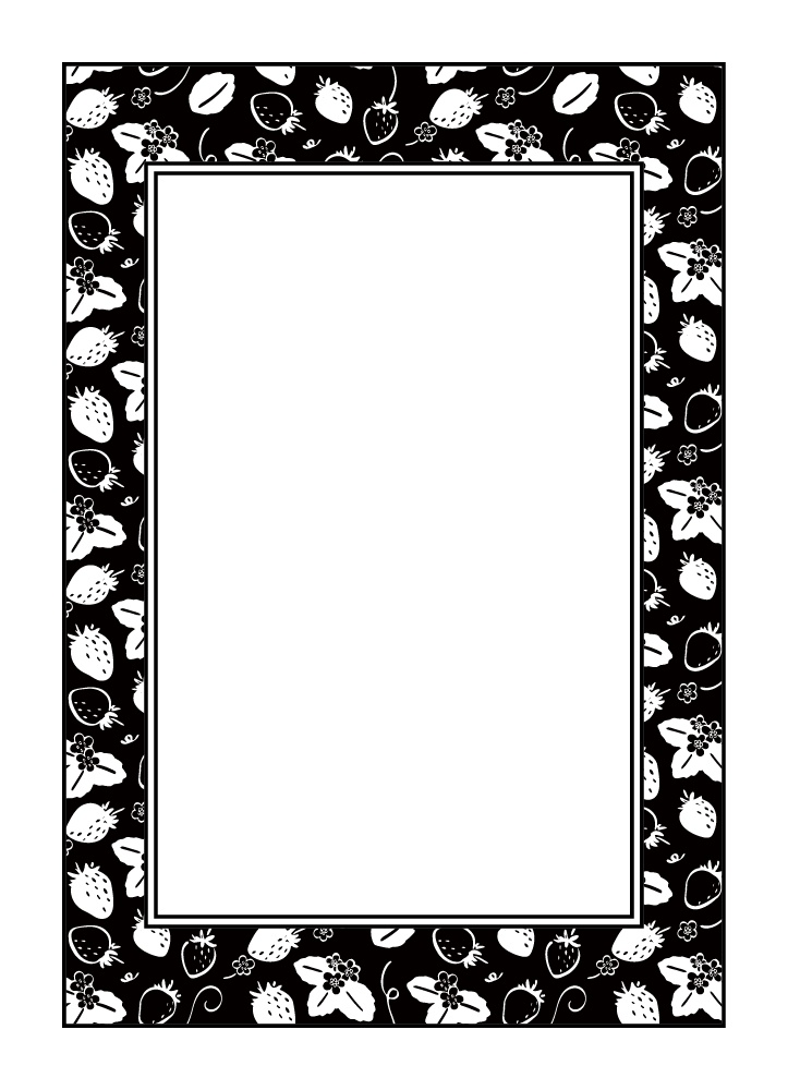 【印刷用高解像度】総柄フレームセットvol.1 ブドウ/ツタ/イチゴ/さくらんぼ