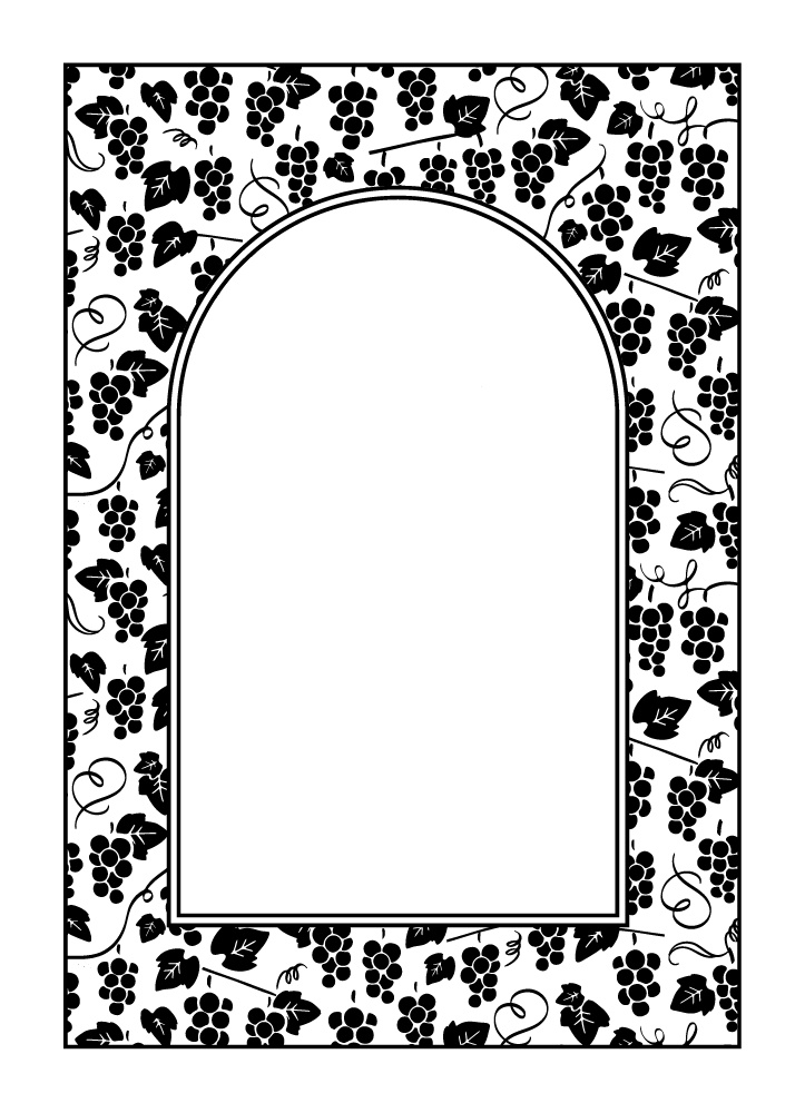 【印刷用高解像度】総柄フレームセットvol.1 ブドウ/ツタ/イチゴ/さくらんぼ