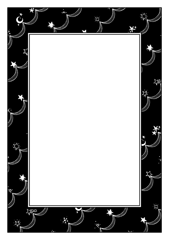 【印刷用高解像度】総柄フレームセットvol.2 十二星座/月/天の川/ボーダー