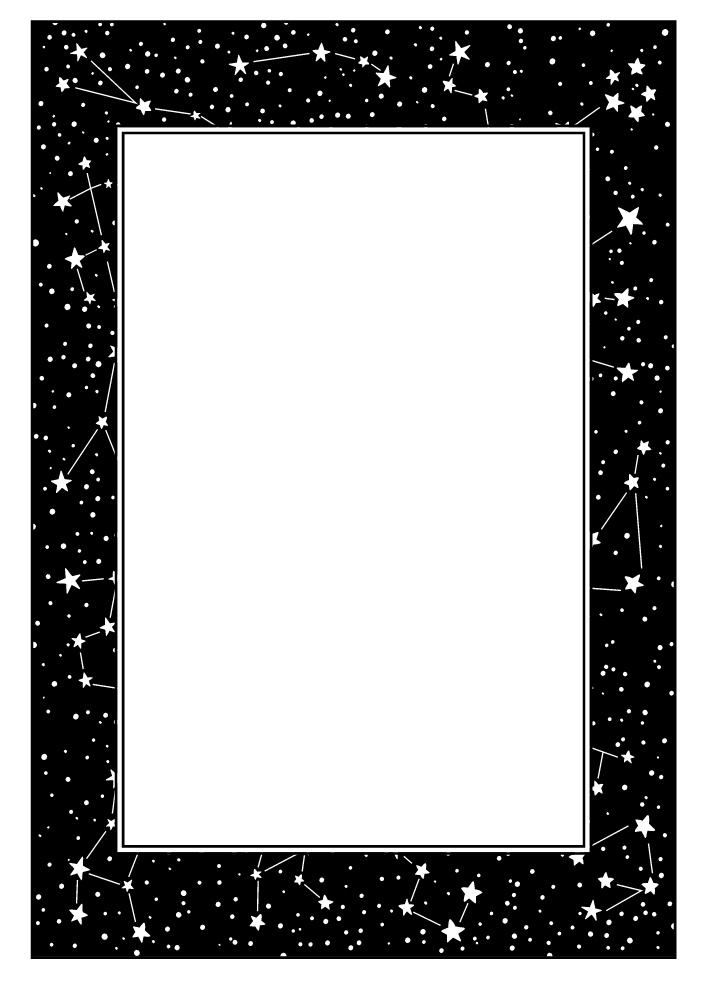【印刷用高解像度】総柄フレームセットvol.2 十二星座/月/天の川/ボーダー