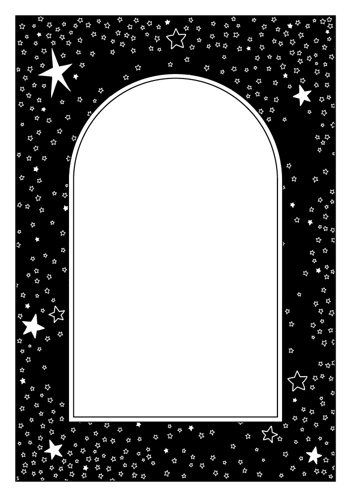 【印刷用高解像度】総柄フレームセットvol.2 十二星座/月/天の川/ボーダー