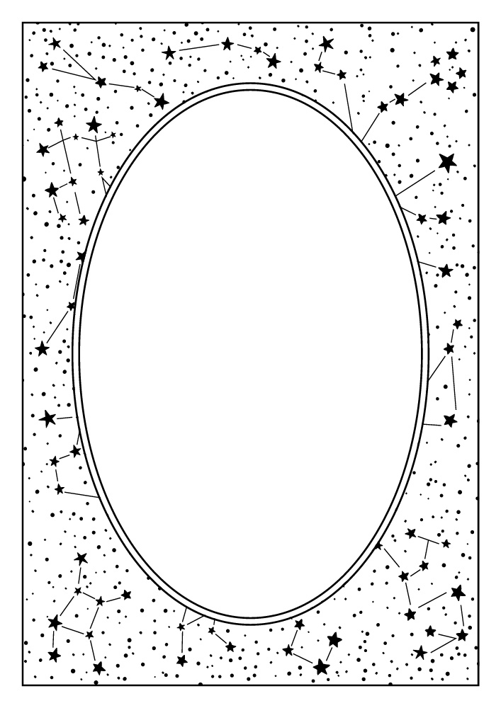 【印刷用高解像度】総柄フレームセットvol.2 十二星座/月/天の川/ボーダー