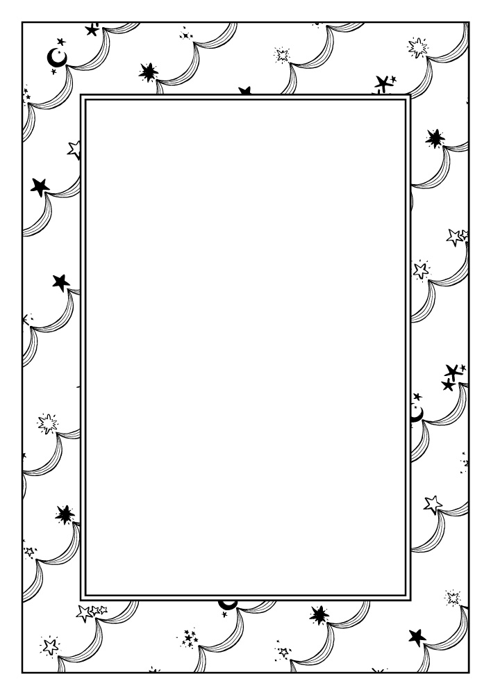 【印刷用高解像度】総柄フレームセットvol.2 十二星座/月/天の川/ボーダー